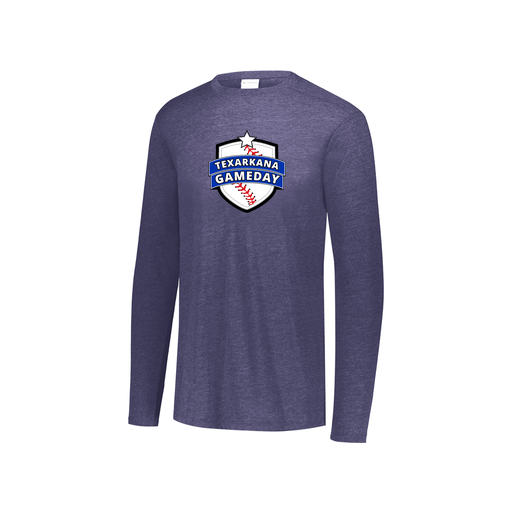 [FTLCUBNV-YS-LOGO3] Decker Youth Tri-Blend T-Shirt - Long Sleeve (Youth S, Navy, Logo 3)