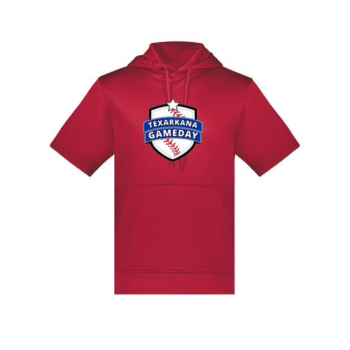 [6871.083.S-LOGO3] Men's Dri Fit Short Sleeve Hoodie (Adult S, Red, Logo 3)