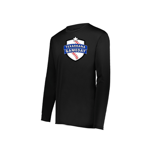 [222823.080.S-LOGO3] Youth LS Smooth Sport Shirt (Youth S, Black, Logo 3)
