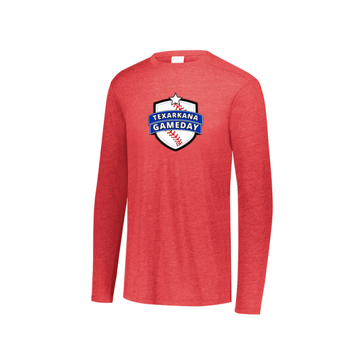 [FTLCUBRD-YS-LOGO3] Decker Youth Tri-Blend T-Shirt - Long Sleeve (Youth S, Red, Logo 3)