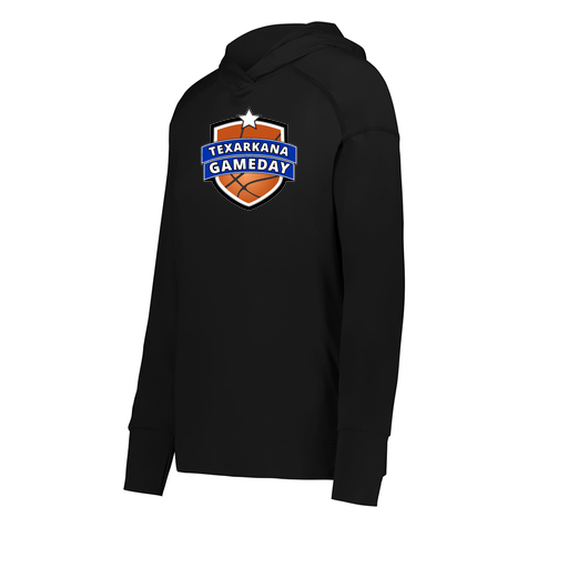 [222798.080.XS-LOGO2] Ladies Ventura Thin Knit Hoodie (Female Adult XS, Black, Logo 2)